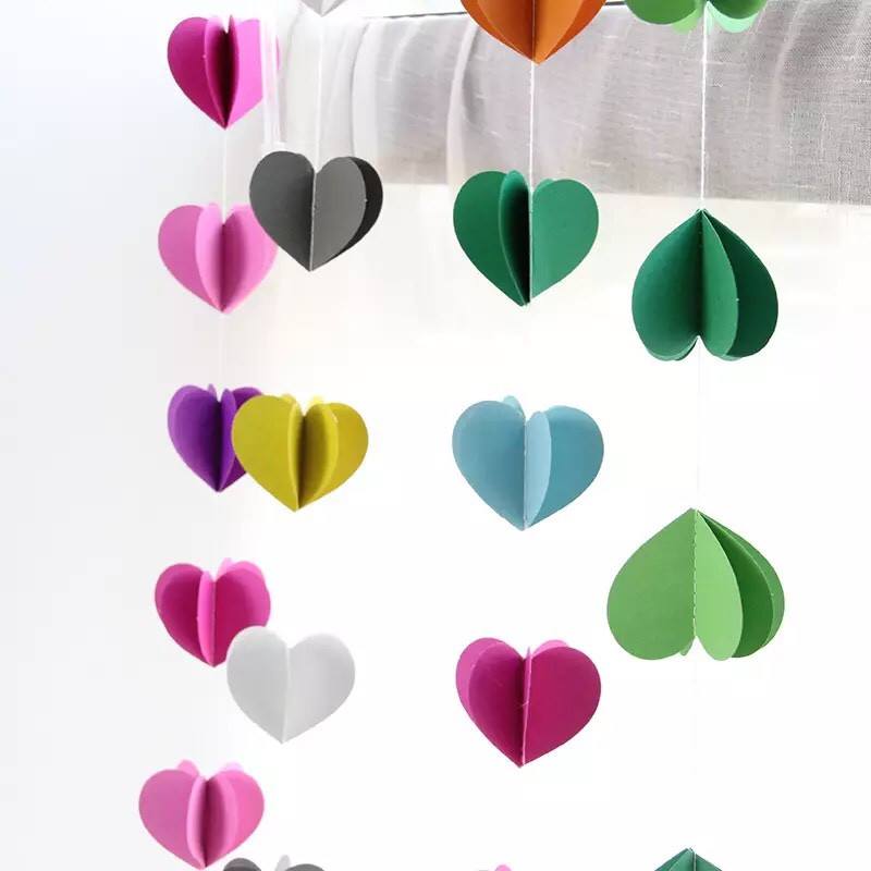 Rèm giấy trái tim 6 cánh